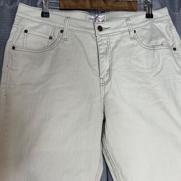 LEVI STRAUSS SIGNATURE Misses Size 16 Long Tan Boot Cut Denim Jeans Stretch - Picture 4 of 11